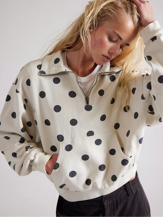 Free People Tops - DISO Free People Polka Dot Half Zip